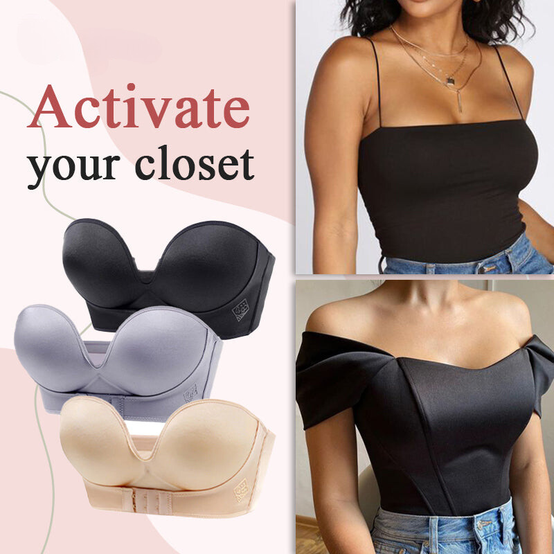 FW®Invisible Strapless Super Push Up Bra (BUY ONE GET TWO FREE)-BLACK