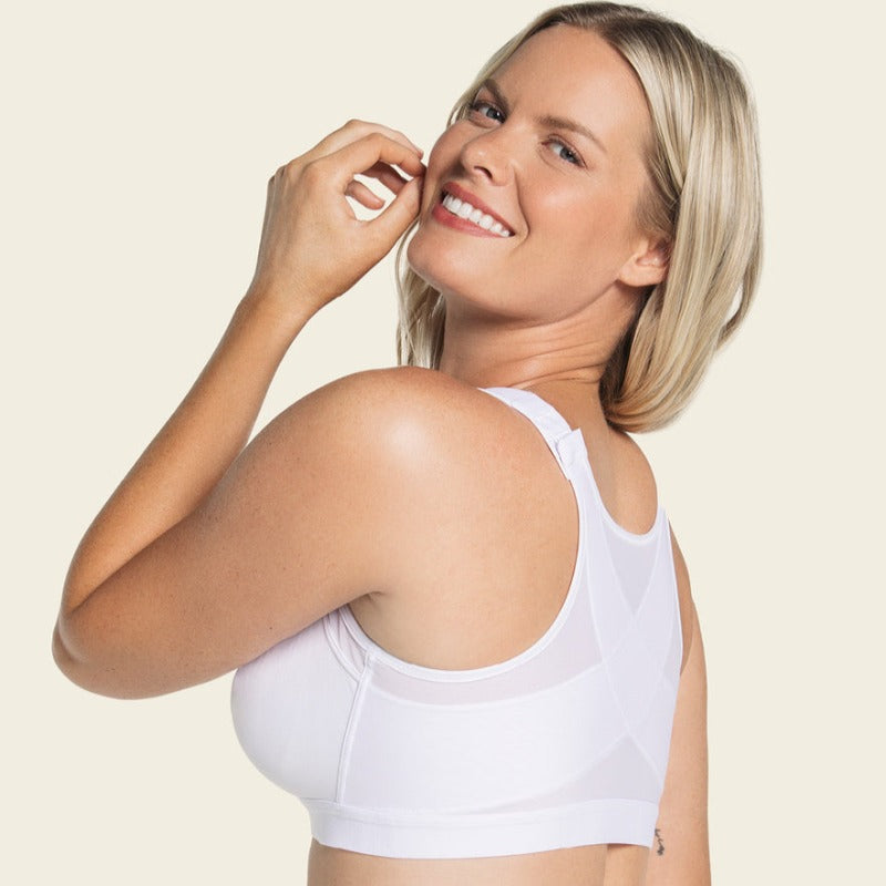 Freelywear® Front Closure Posture Wireless Back Support Full Coverage Bra-White