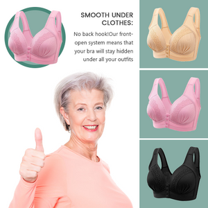 FW®2023 Front Button Breathable Skin-Friendly Cotton Bra-Pink