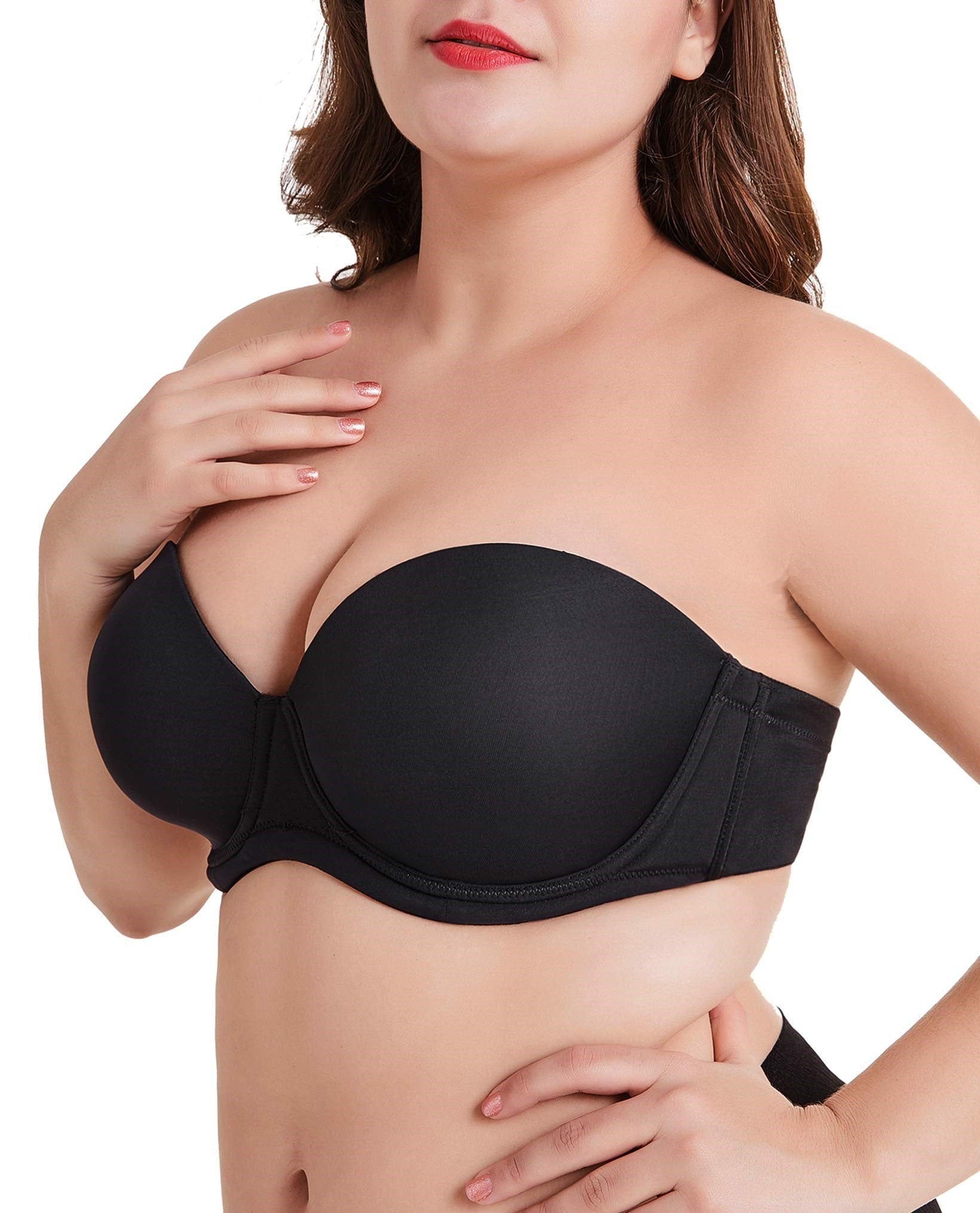 FW®-Women's Underwire Contour Multiway Full Coverage Strapless Bra Plus Size-BEIGE