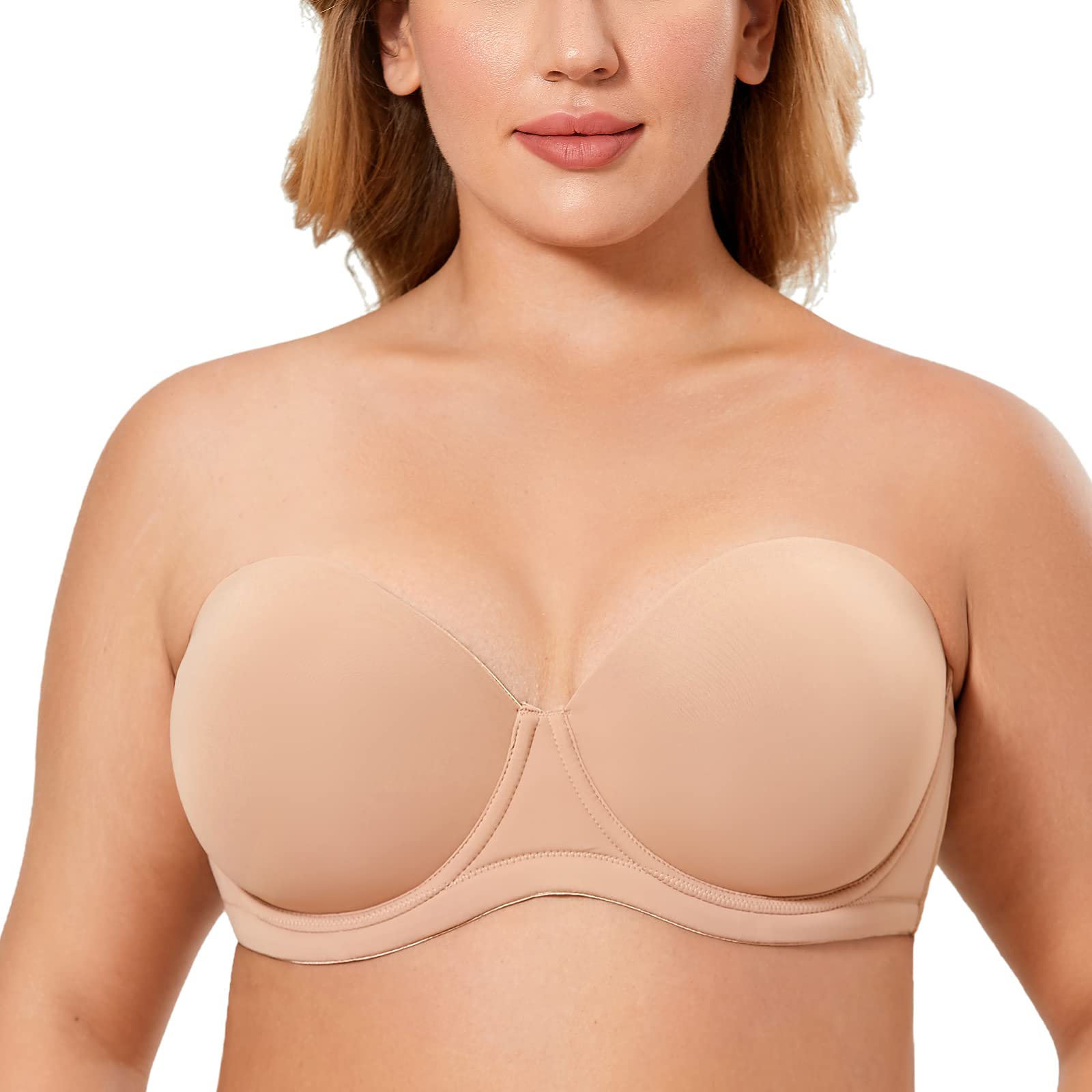 FW®-Women's Underwire Contour Multiway Full Coverage Strapless Bra Plus Size