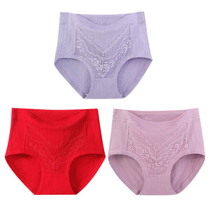 [5 PCS]-2023 Plus Size LeakProof Lace Cotton Panties(XL- 6XL)